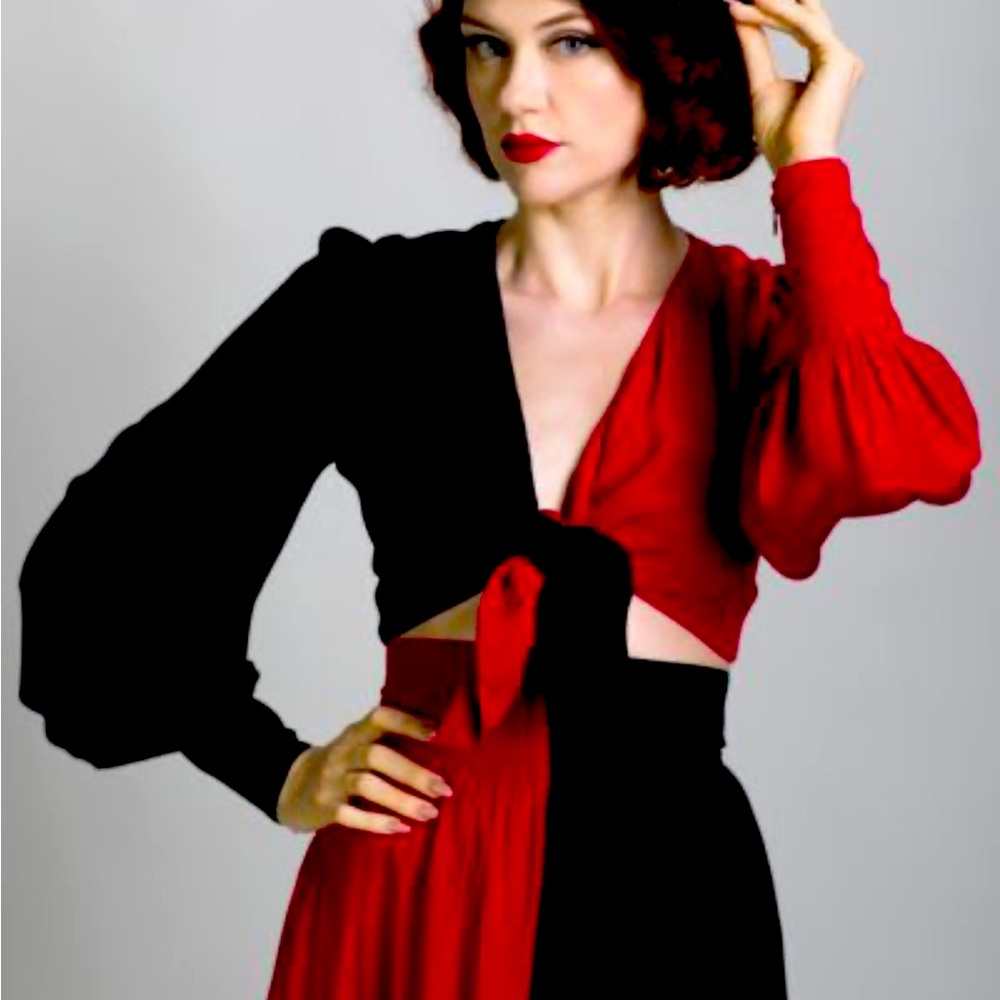 Reserved for Trade NWT Trashy Diva Olivia Tie Top color block red black